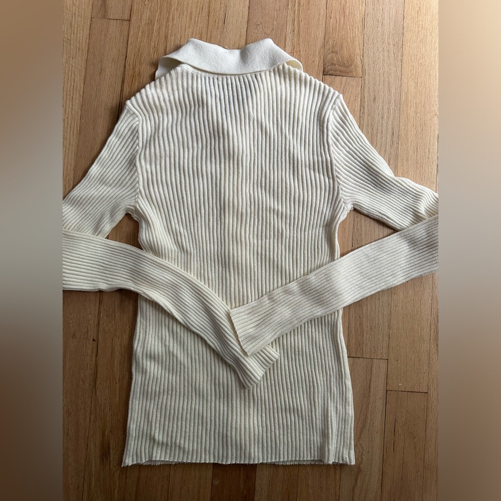 NWOT rag & bone Cream Ribbed Button-Up Cardigan - Picture 3 of 5